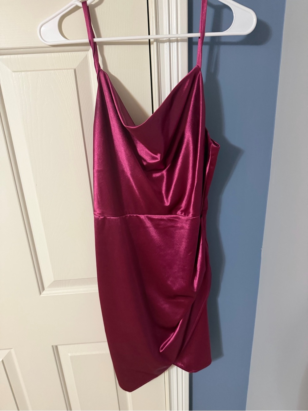 BCX Satin Slip Dress in Fuchsia Pink